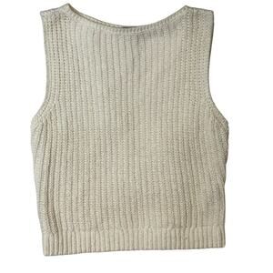 Abercrombie & Fitch Cream Ribbed Knit Sweater Tank Top Size S Cotton Blend